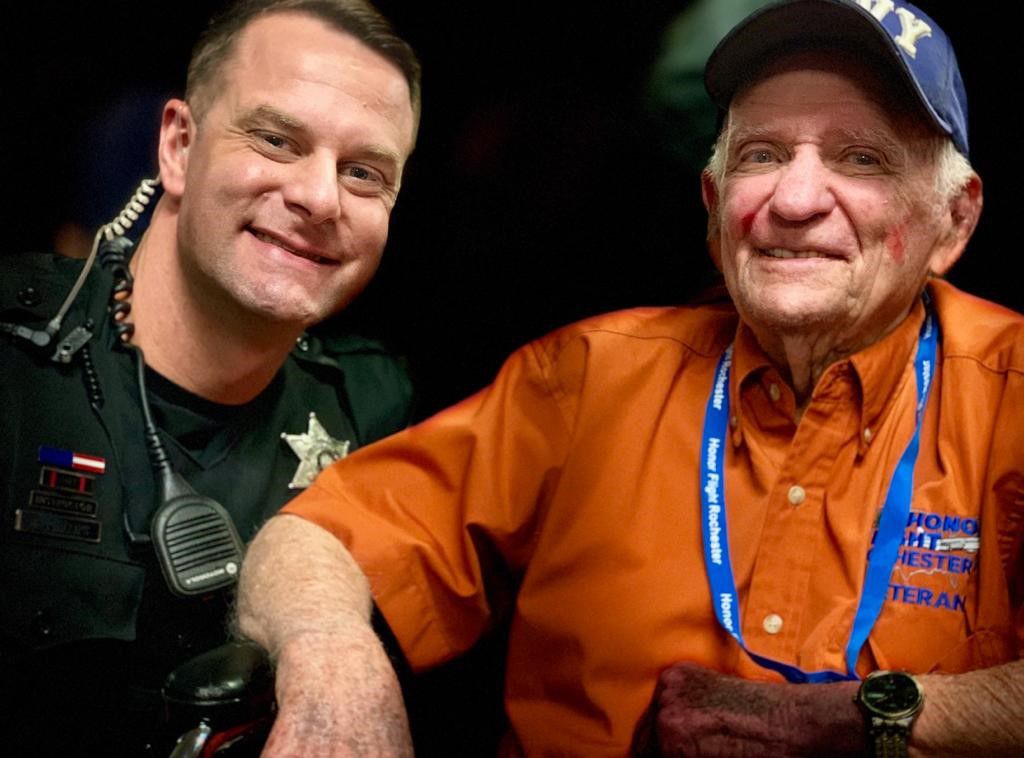 Deputy Michael Phillips with WWII Veteran William Lipson